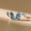 Pear Shaped Blue Topaz Stud Earrings in 925 Sterling Silver with Rhodium Plating