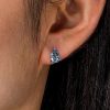 Pear Shaped Blue Topaz Stud Earrings in 925 Sterling Silver with Rhodium Plating