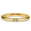 18K Gold Plated Sterling Silver Stackable Band Set with Round Cut White and Pink Stones