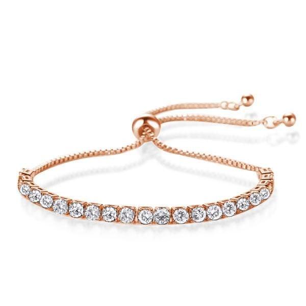 18K Rose Gold Plated Sterling Silver Bracelet with 4.56 CT. TW Round Cut Stones