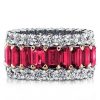 Garnet & Two-Tone Sterling Silver Triple Row Wedding Band