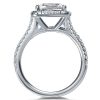 Radiant Cut White Sapphire Double Row Engagement Ring - Sterling Silver