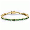 Emerald Tennis Bracelet for Women - Round Cut, 18K Gold Plated Sterling Silver