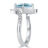 Emerald Cut Aquamarine Engagement Ring - 925 Sterling Silver