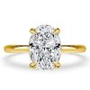 Classic Oval Cut Solitaire Engagement Ring - 3.00 CT. TW. Simulated Diamond, 18K Gold Plated Sterling Silver