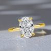Classic Oval Cut Solitaire Engagement Ring - 3.00 CT. TW. Simulated Diamond, 18K Gold Plated Sterling Silver