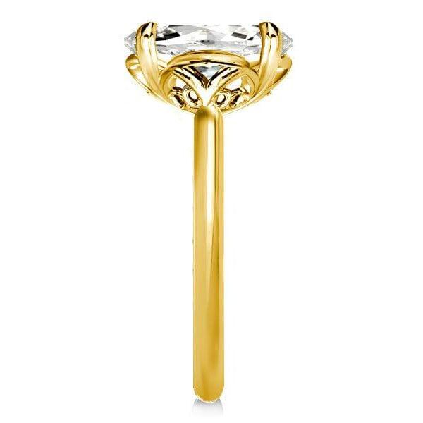 Classic Oval Cut Solitaire Engagement Ring - 3.00 CT. TW. Simulated Diamond, 18K Gold Plated Sterling Silver