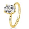 Classic Oval Cut Solitaire Engagement Ring - 3.00 CT. TW. Simulated Diamond, 18K Gold Plated Sterling Silver