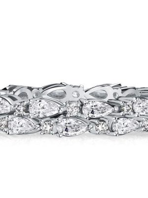 3.90 CT. TW. Pear Shaped Eternity Wedding Band in 925 Sterling Silver with Rhodium Plating
