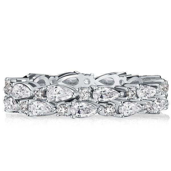 3.90 CT. TW. Pear Shaped Eternity Wedding Band in 925 Sterling Silver with Rhodium Plating