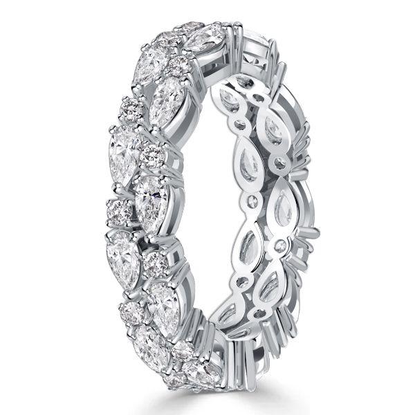 3.90 CT. TW. Pear Shaped Eternity Wedding Band in 925 Sterling Silver with Rhodium Plating