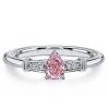 Pear Shaped Pink Sapphire Ring - 925 Sterling Silver Wedding Ring