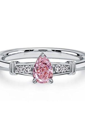 Pear Shaped Pink Sapphire Ring - 925 Sterling Silver Wedding Ring