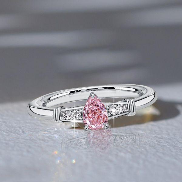 Pear Shaped Pink Sapphire Ring - 925 Sterling Silver Wedding Ring