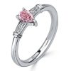 Pear Shaped Pink Sapphire Ring - 925 Sterling Silver Wedding Ring