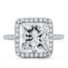 Halo Created White Sapphire Engagement Ring in Sterling Silver