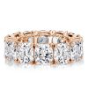 Cushion Cut Wedding Band - 18K Rose Gold Plated Sterling Silver - 16.65 CTW