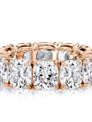 Cushion Cut Wedding Band - 18K Rose Gold Plated Sterling Silver - 16.65 CTW