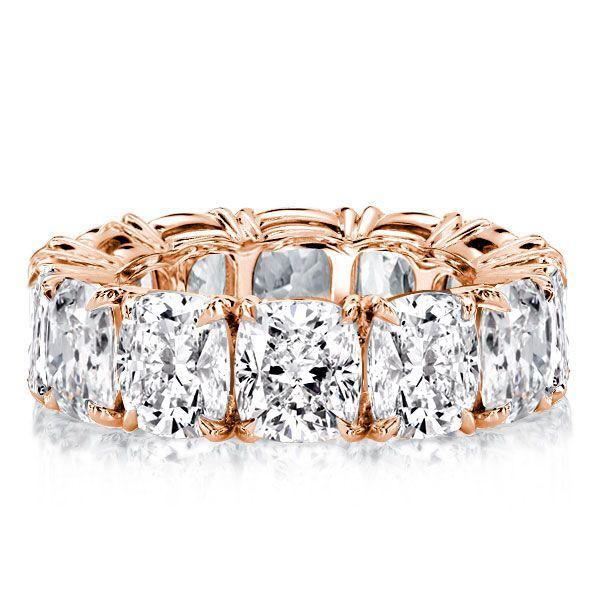 Cushion Cut Wedding Band - 18K Rose Gold Plated Sterling Silver - 16.65 CTW