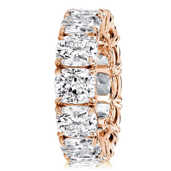 Cushion Cut Wedding Band - 18K Rose Gold Plated Sterling Silver - 16.65 CTW