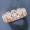 Cushion Cut Wedding Band - 18K Rose Gold Plated Sterling Silver - 16.65 CTW
