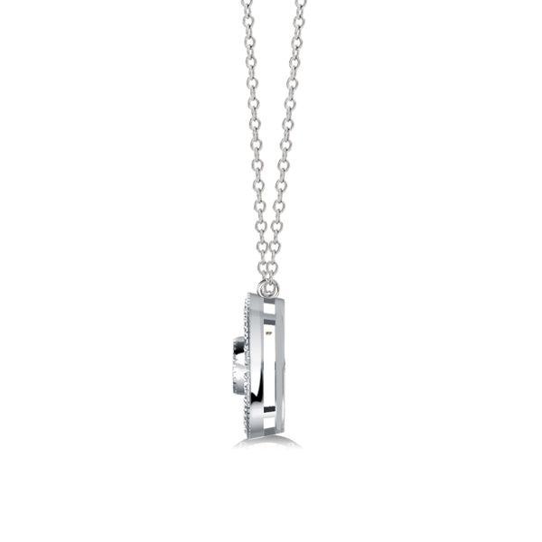 Vintage Blue Sapphire Halo Pendant Necklace in Sterling Silver