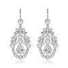 Vintage Style White Sapphire Drop Earrings in Rhodium Plated Sterling Silver