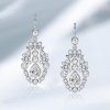 Vintage Style White Sapphire Drop Earrings in Rhodium Plated Sterling Silver