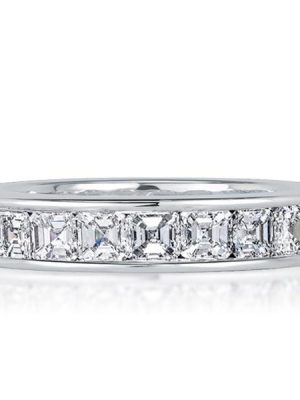Asscher Cut White Sapphire Eternity Wedding Band in Sterling Silver