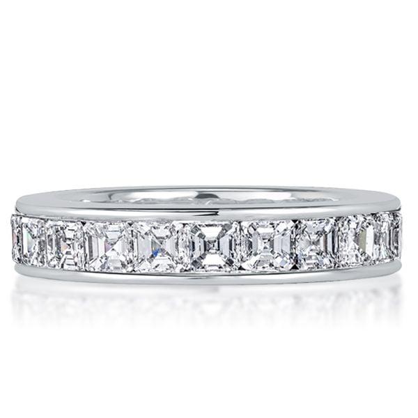Asscher Cut White Sapphire Eternity Wedding Band in Sterling Silver