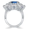 Emerald Cut Blue Sapphire Ring in Sterling Silver