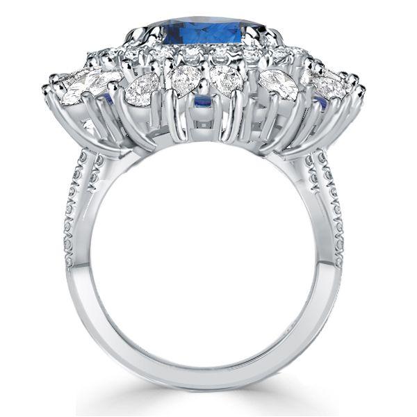 Emerald Cut Blue Sapphire Ring in Sterling Silver