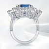 Emerald Cut Blue Sapphire Ring in Sterling Silver