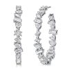 Mixed Shape Sterling Silver Hoop Earrings for Women, 2.61 CT. Total Weight