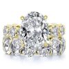 18K Gold Plated Sterling Silver Engagement and Wedding Band Set with 3.85 CT. TW. Center Stone