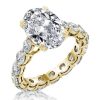 18K Gold Plated Sterling Silver Engagement and Wedding Band Set with 3.85 CT. TW. Center Stone