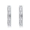 Baguette White Sapphire Half Hoop Earrings in Sterling Silver