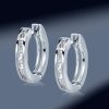 Baguette White Sapphire Half Hoop Earrings in Sterling Silver