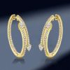 18K Gold Plated Sterling Silver Pear Cut Hoop Earrings with Hinged Backing