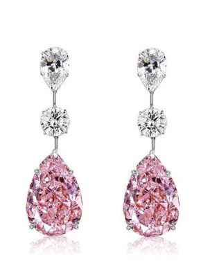Pear Cut Pink Sapphire Drop Earrings for Women - Sterling Silver