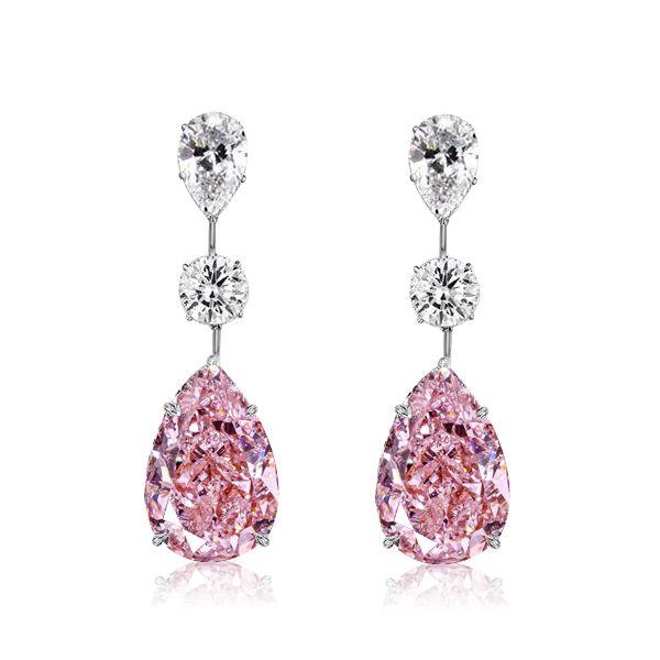 Pear Cut Pink Sapphire Drop Earrings for Women - Sterling Silver