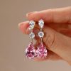 Pear Cut Pink Sapphire Drop Earrings for Women - Sterling Silver