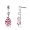 Pear Cut Pink Sapphire Drop Earrings for Women - Sterling Silver