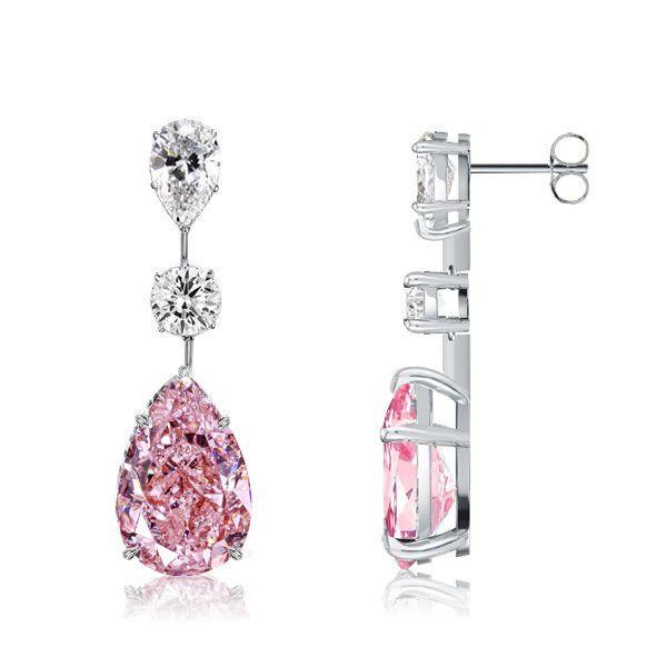 Pear Cut Pink Sapphire Drop Earrings for Women - Sterling Silver
