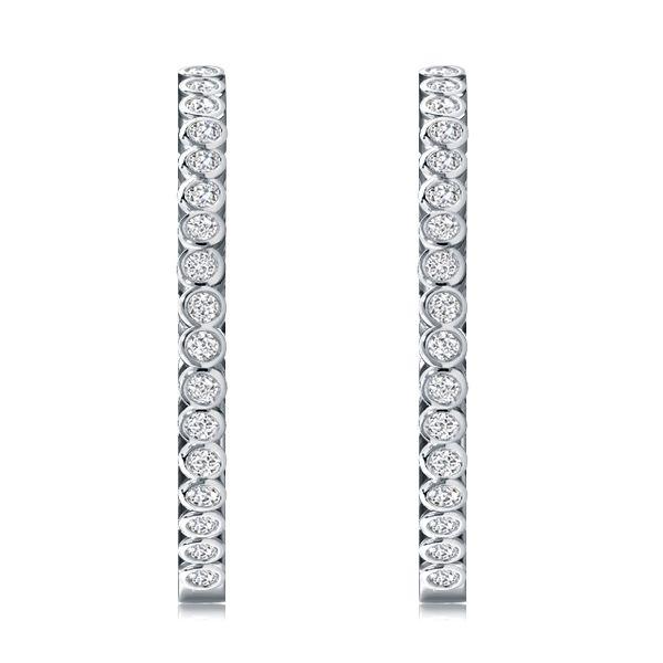 Blue & White Inside Out Hoop Earrings in 925 Sterling Silver - 36mm