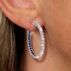 Blue & White Inside Out Hoop Earrings in 925 Sterling Silver - 36mm