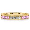 Princess Cut Pink Gold Half Eternity Ring for Women - 0.84 CTW