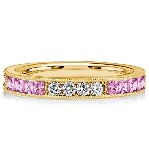 Princess Cut Pink Gold Half Eternity Ring for Women - 0.84 CTW