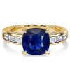 4.00 CT. TW. Cushion Cut Blue Sapphire Engagement Ring in Channel Set Sterling Silver