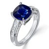 4.00 CT. TW. Cushion Cut Blue Sapphire Engagement Ring in Channel Set Sterling Silver